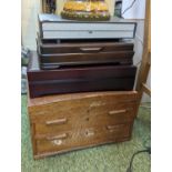 Oak Cutlery Chest and 2 empty cases of assorted Cutlery