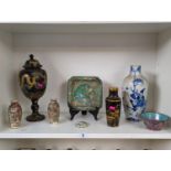 Collection of 19thC Antique Chinese ceramics and Cloisonné inc Blue and White 4 character vase