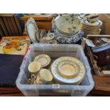 Minton Penrose pattern part dinner set and a box of assorted 19thC and later ceramics