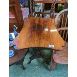 Fine Rosewood shaped top table on 3 shaped supports on tripod pad feet