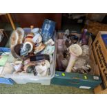 2 Boxes of assorted Pottery and Glassware inc. Doulton Poole etc