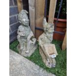 2 Concrete Garden Gnomes