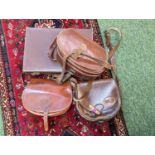 Collection of assorted Vintage Leather items inc. Satchels and a Briefcase