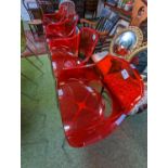 Set of Set of 4 Frovi Papataya Opal Red Perspex Elbow chairs