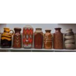 Collection of 1970s Mid Century West German and European tall vases (7)