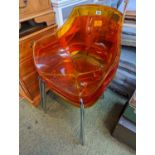 Set of Set of 3 Frovi Papataya Opal Perspex Elbow chairs