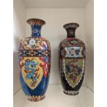 Pair of matched Chinese Cloisonné vases decorated with Dragons and Birds 30cm in Height