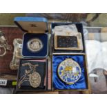 Boxed Mappin & Webb English Enamels lidded pot Royal Mint Silver Charles & Diana Coin, SIlver
