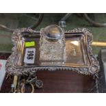 Silver Edwardian Inkstand on ball and claw feet London 1901 with matching Inkwell 280g without well