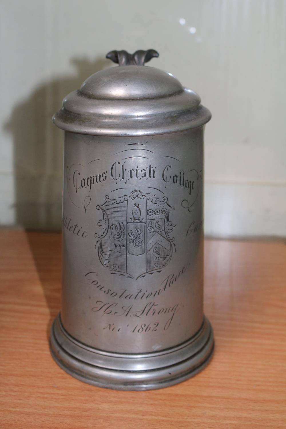 Oxford University Corpus Christie College Athletic Games Consolation Prize A Strong 1862 pewter