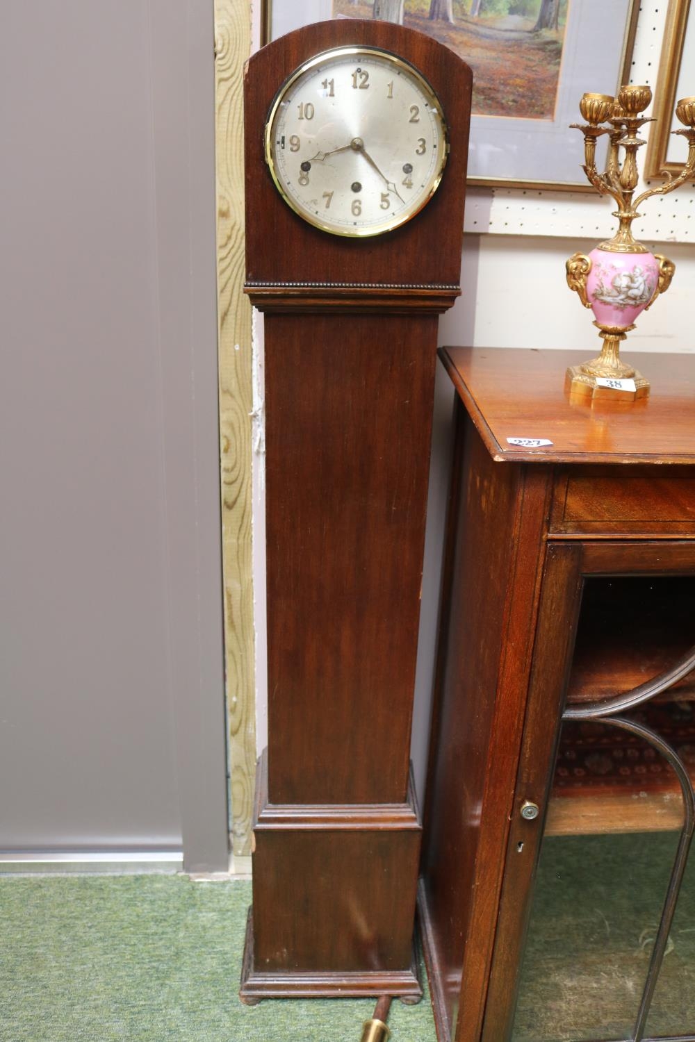 Walnut Cased Wurttemberg Granddaughter clock with numeral dial