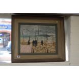Framed Oil on Board of a Beach scene signed Alistair Gent dated 1956