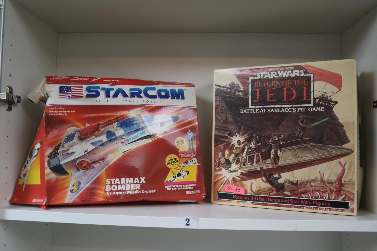 Boxed Star Wars Return of the Jedi Battle at Sarlacc's Pit Game and Boxed Starcom Starmax Bomber