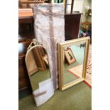 2 Gilt Framed mirrors and a Silver framed modern mirror