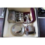 Collection of assorted Silver items inc. Golfing trophy dated 1962, 2 Golfing pin trays, Napkin