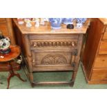 Oak carved Old Charm cabinet with single door and drawer