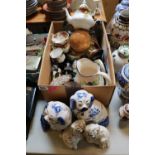 Box of assorted ceramics inc. Royal Albert Old Country roses, Staffordshire dogs etc