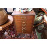 Edwardian Fall front music chest of 6 drawers with brass drop handles