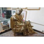 Heavy Brass figure of a Classical gentleman in robe 31cm in Height