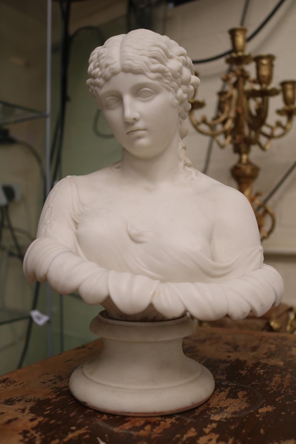 19thC Parian Bust of Clytie the water Nymph from Greek Mythology. 28cm in Height