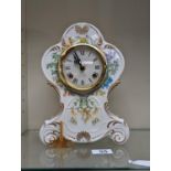 Japanese Porcelain cased mantel clock 'Aux Heures Florales' SNHF with German movement and Brass key