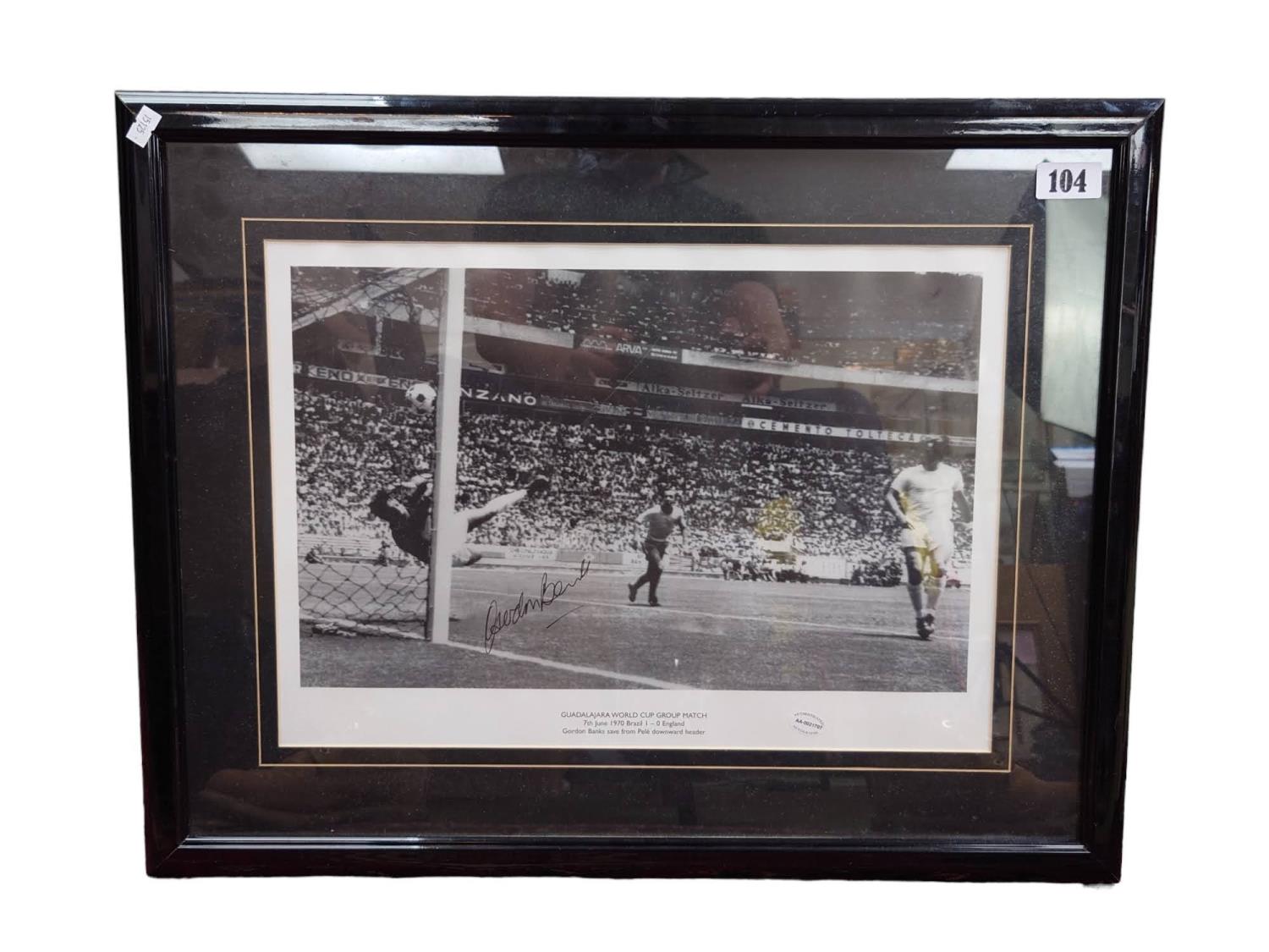 Gordon Banks Signed Framed Guadalajara World Cup Group Match 7th June 1970 Brazil 1 - 0 England