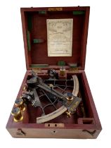 Cased Naval sextant of painted bronze and brass manufacture by Elliott brothers of London,