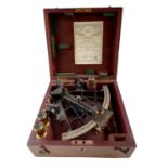 Cased Naval sextant of painted bronze and brass manufacture by Elliott brothers of London,