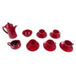 Royal Doulton Flambé Coffee set for 5 comprising of Coffee pot, Milk Jug, Sucrier and 5 Coffee