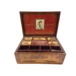 19thC Naval 19thC Inlaid 'Trinity House' Naval decorated sewing box with fitted interior. 33 x 22