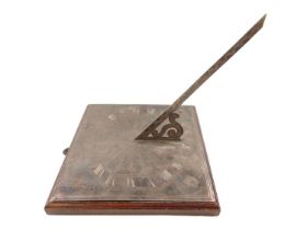 A 18thC Silvered Brass Armorial Sundial, with later nomen bearing the arms of the Beauchamp's of