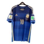 Lionel Messi 2014 Fifa World Cup Final match issued Argentina Jersey