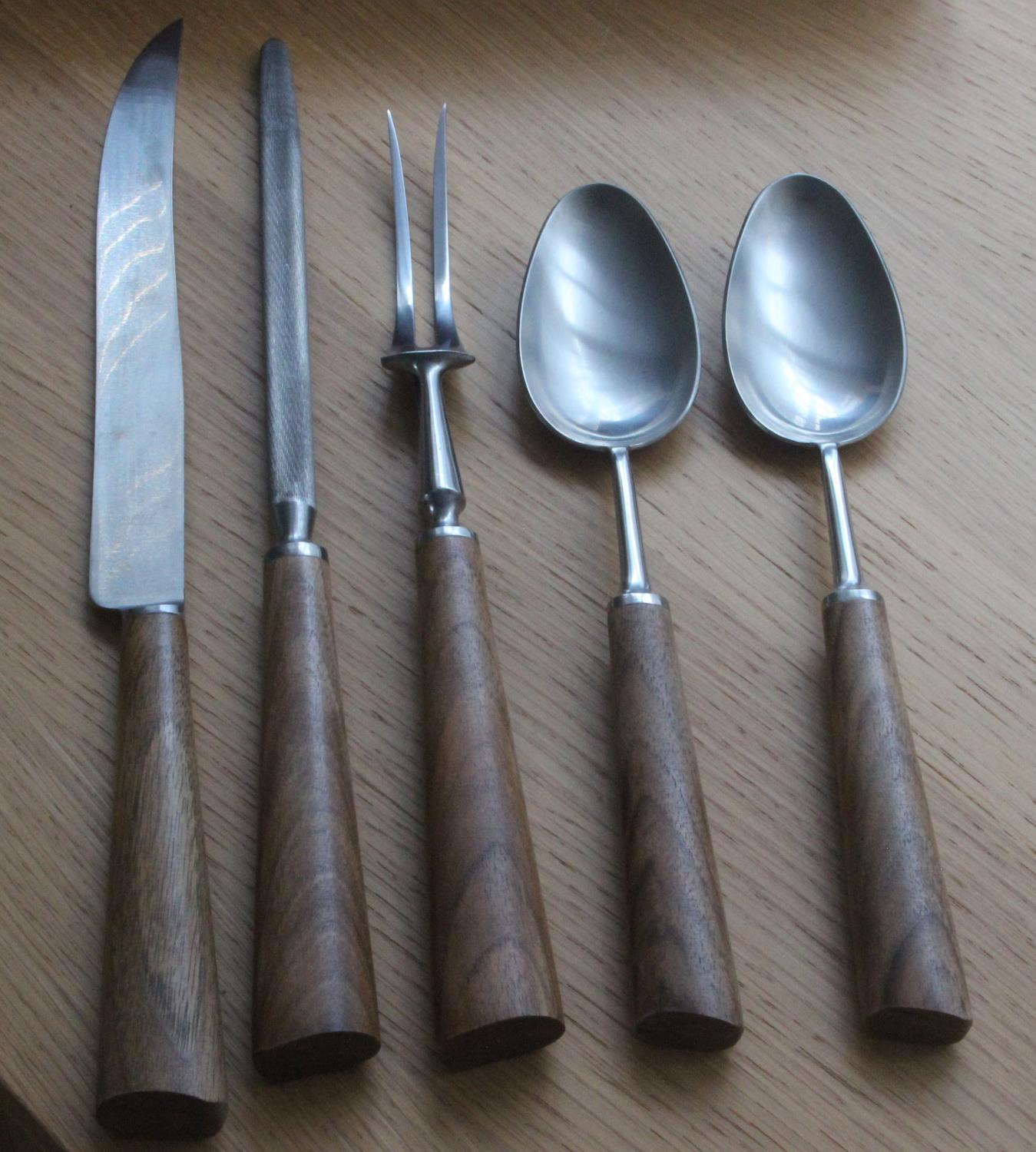 Mills Moore Sheffield Teak Handled Cutlery Set in Presentation Box c1950. Mid-Century c1950 Mills - Image 5 of 7