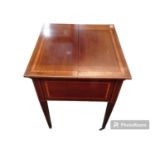 An Edwardian Maple & Co of Tottenham Court Rd, Inlaid mahogany drinks table, with mechanical rise