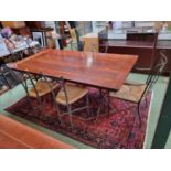 Charleston Forge of Boone North Carolina Hardwood planked dining table with wrought iron base and