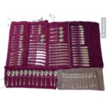 Extensive Silver Set of Flatware Sheffield 1977 & Later 3600g and Silver filled Stainless steel