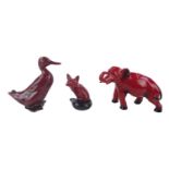 Royal Doulton Flambé Figure of an Elephant, Fox and Duck (3)