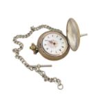 Interesting Silver cased Ottoman pocket watch with roman numeral dial with chain and matching key
