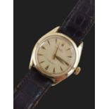 14ct Gold Rolex Oyster Perpetual with Baton dial 31mm case with Leather strap and gold plated