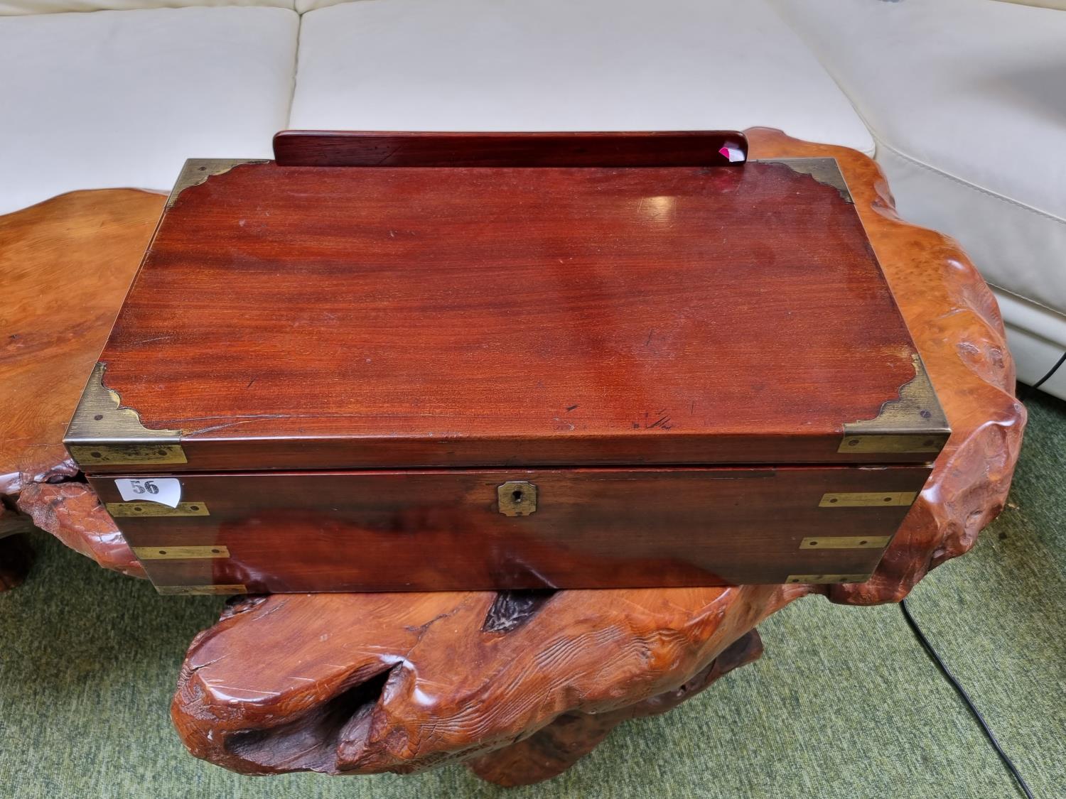 Very Large Late 19thC fitted Mahogany Brass bound travelling writing slope with Leather and fitted