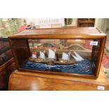 Cased Model of a Paddle Steamer Great Western 1837 in glazed Case