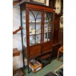 Edwardian Glazed and Inlaid China Cabinet on long slender tapering legs