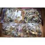 Large box of assorted Ladies Jewellery inc Watches, Necklaces, Brooches etc