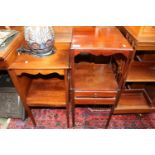 Edwardian Square jardinière stand with under tier and a another Mahogany stand with 2 drawers
