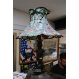 Tiffany Style leaded table lamp with Art Nouveau design base