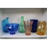 Collection of Art Glass including Whitefriars, Belgian Art Deco vase etc (6)