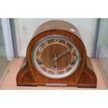 Franz Hermle Art Deco Walnut cased mantel clock with numeral dial