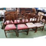 Harlequin Set of 8 19thC Mahogany framed dining chairs with drop in seats