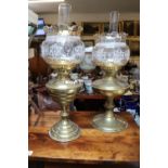 2 Early 20thC Brass Oil Lamp bases