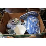 Collection of assorted Ceramics inc. Royal Albert, Blue & White Salad strainer etc